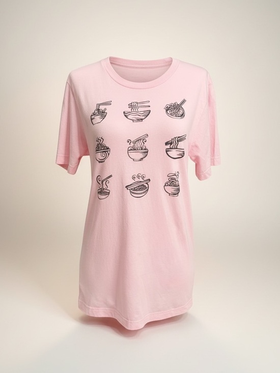 Bella Canvas Tops - Bella Canvas Ramen Graphic Tee Pink Cotton Size Small
